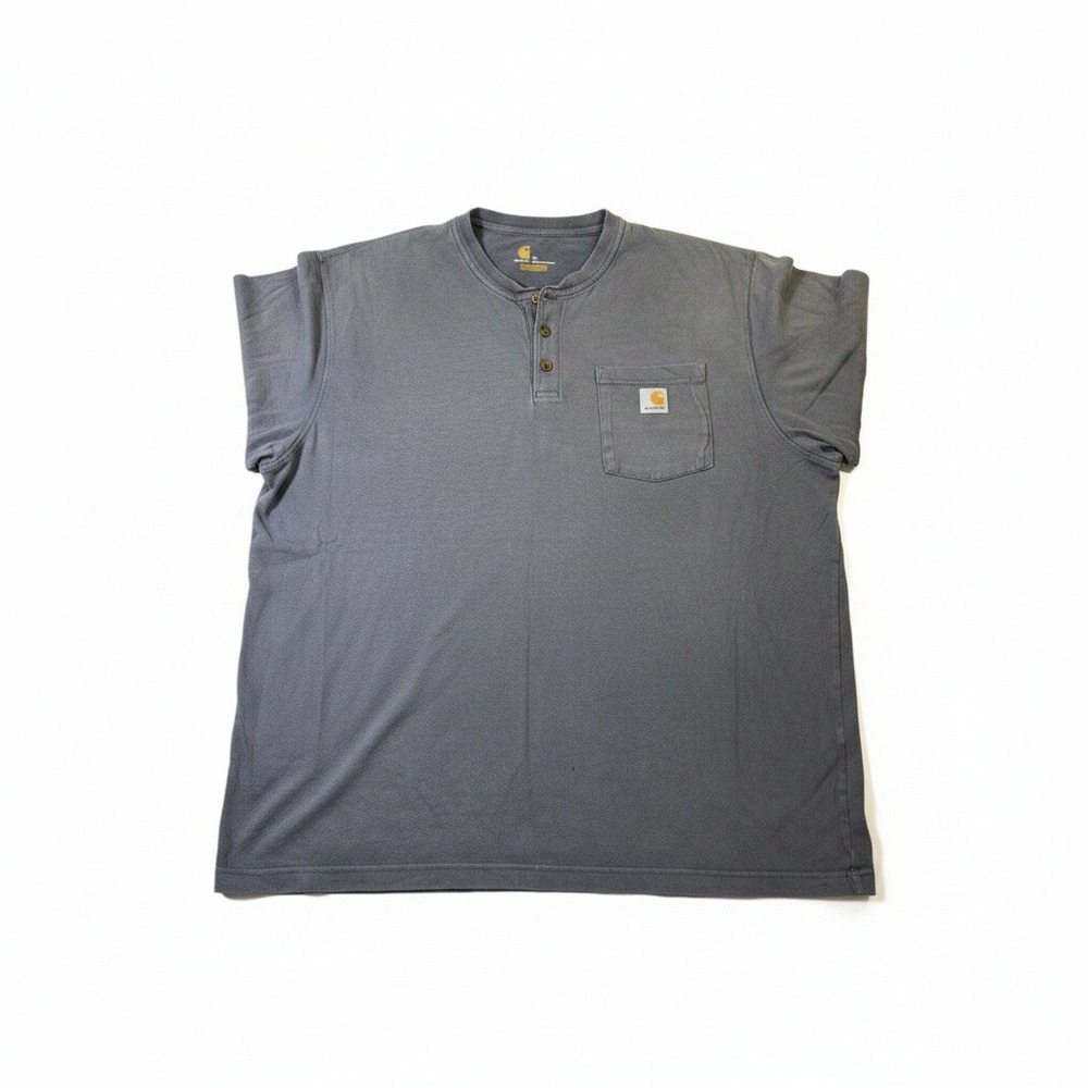 Carhartt Mens XL Gray‎ Heavyweight Pocket Henley Short Sleeve T-Shirt Loose Fit